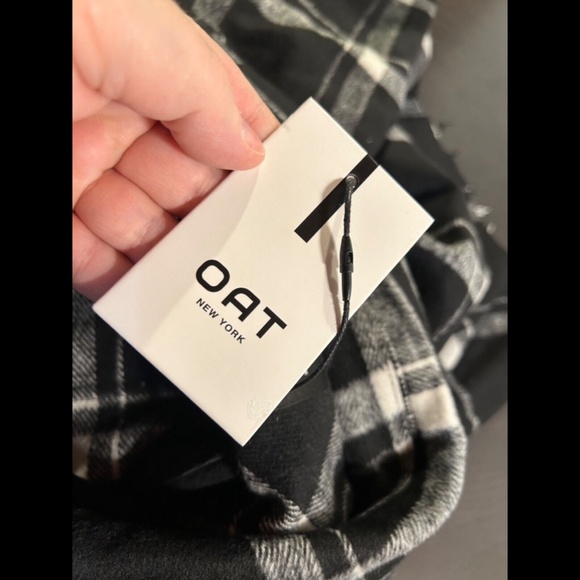 OAT New York Hunter Plaid Wool Blend Vest w/Frayed Edges Black, White Size M - Picture 11 of 14